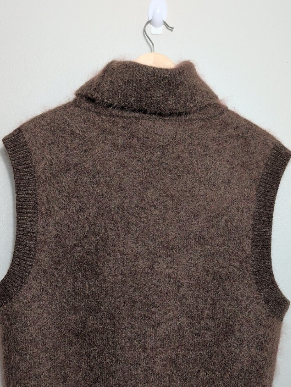 Kerisma Brown Mohair Sleeveless Turtleneck Sweater Vest Fuzzy OS Fall Autumn MED - Picture 15 of 16